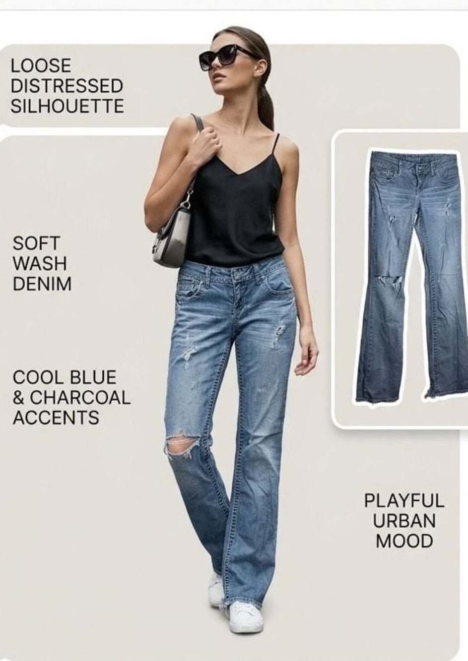 Amethyst Mid Rise Distressed Tall Bootcut Jeans #B13
